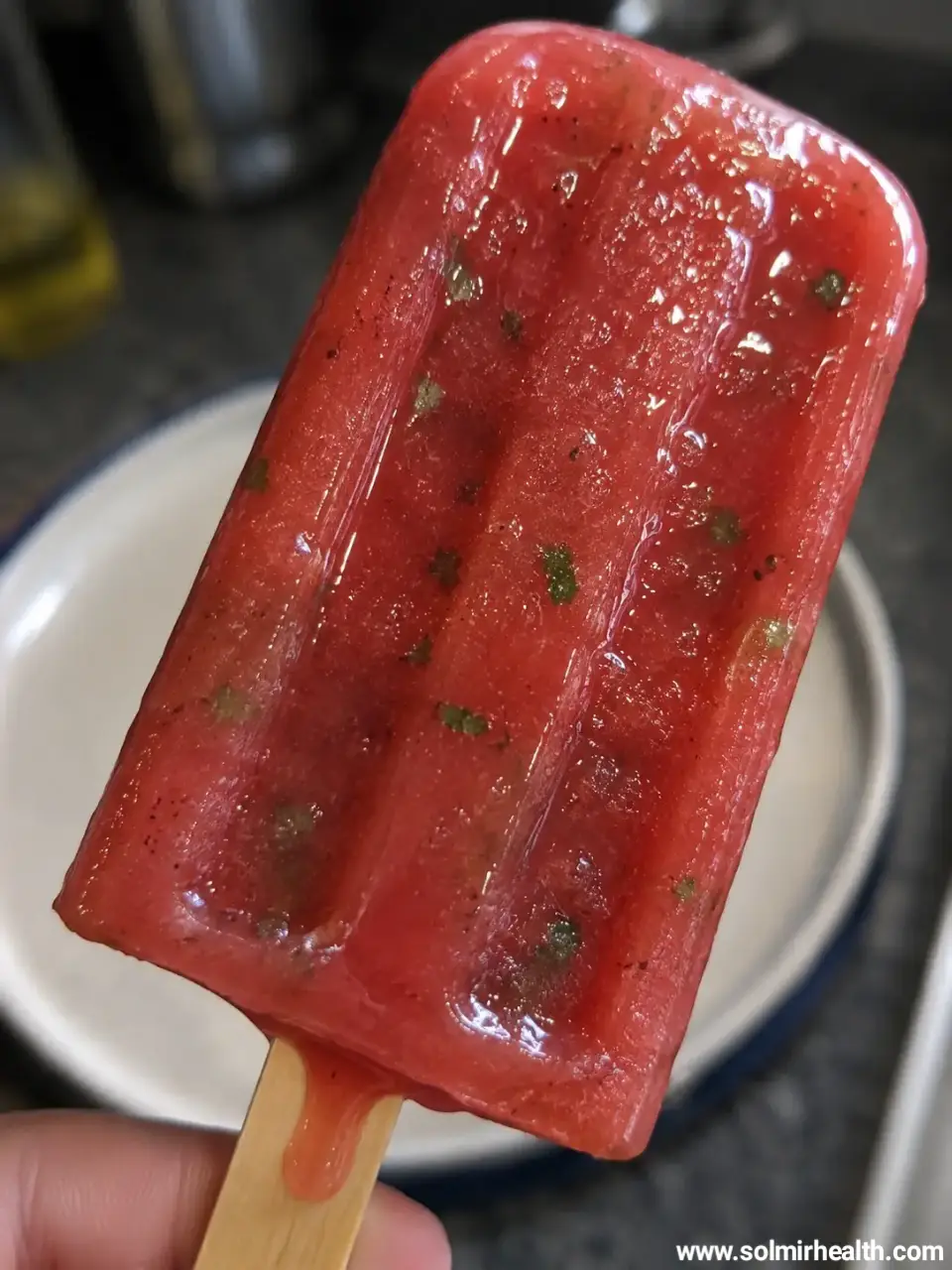 watermelon mint popsicle close up