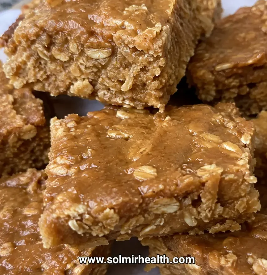 Classic peanut butter oat squares as healthy no-bake energy squares