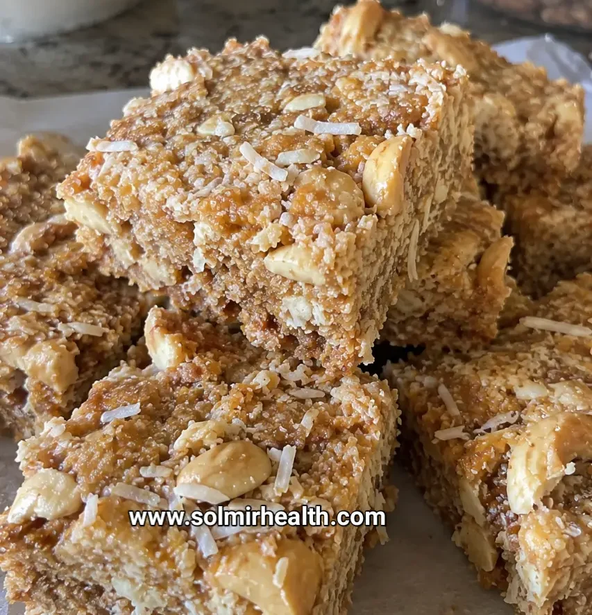 Coconut cashew vanilla squares as creamy no-bake energy squares