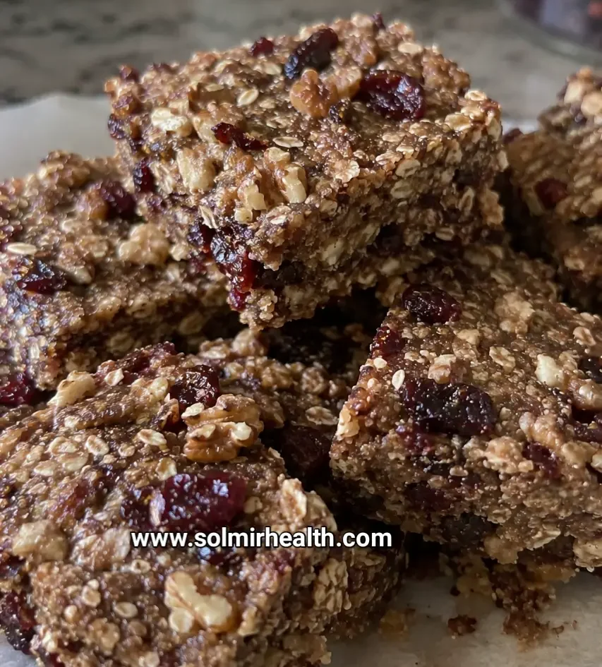 Cranberry walnut squares, tasty no-bake energy squares