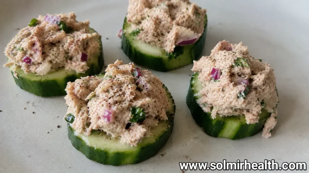 Healthy snack ideas cucumber tuna bites recipe