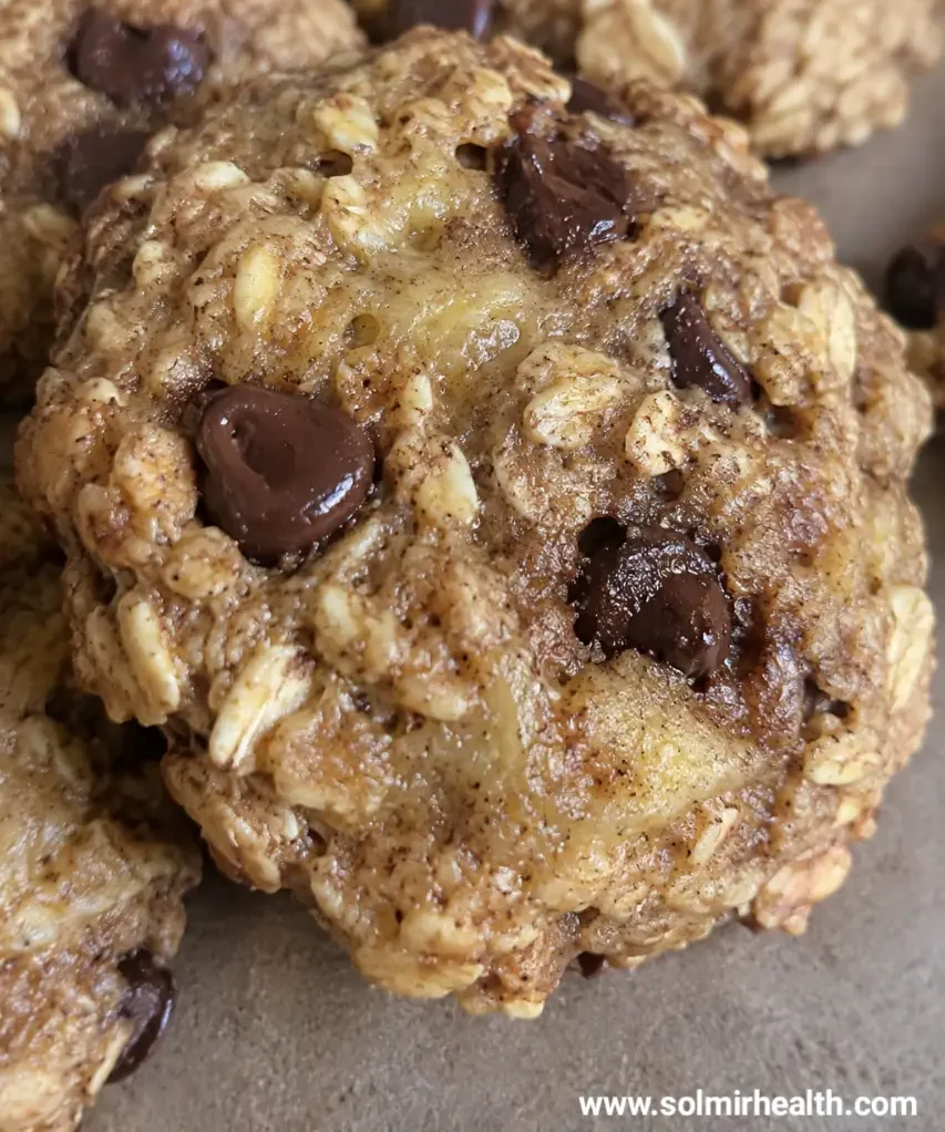 Soft banana oat protein cookies on a cooling rack