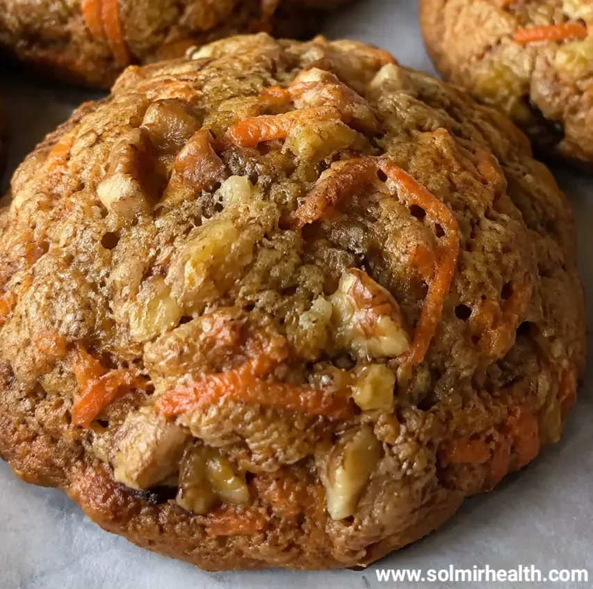 Carrot cake protein cookies with chopped walnuts on top