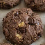 Chocolate banana protein cookies on a cooling rack
