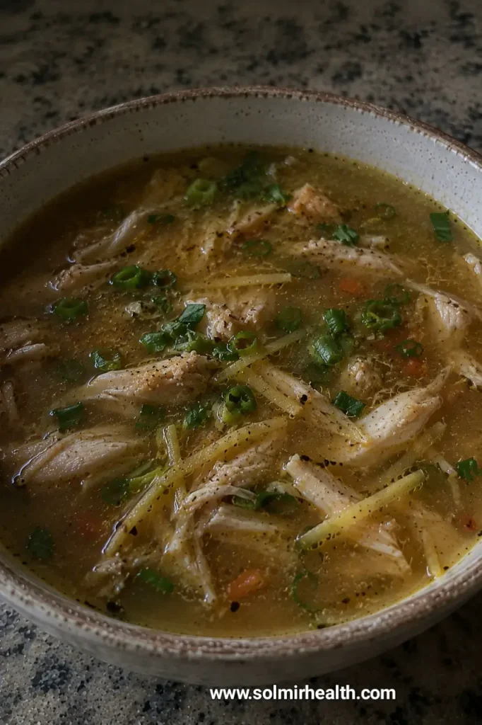 Cozy ginger chicken soup, soothing and flavorful