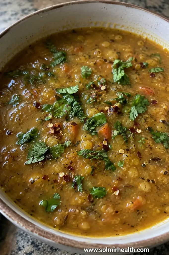 Cozy spiced lentil soup, warm and comforting recipe