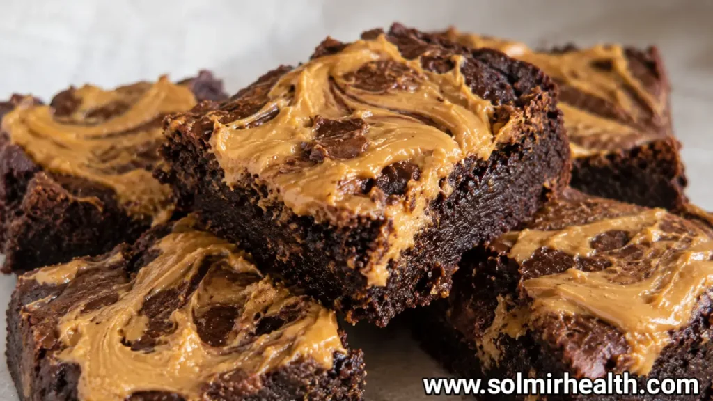 Double chocolate low carb brownies with chocolate chips on top