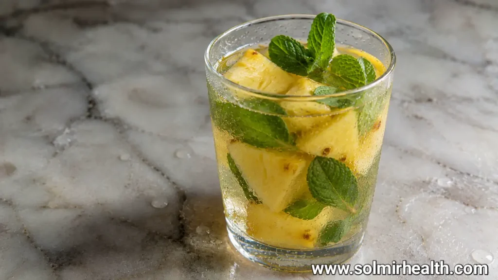 Flavored pineapple mint water, tropical and hydrating