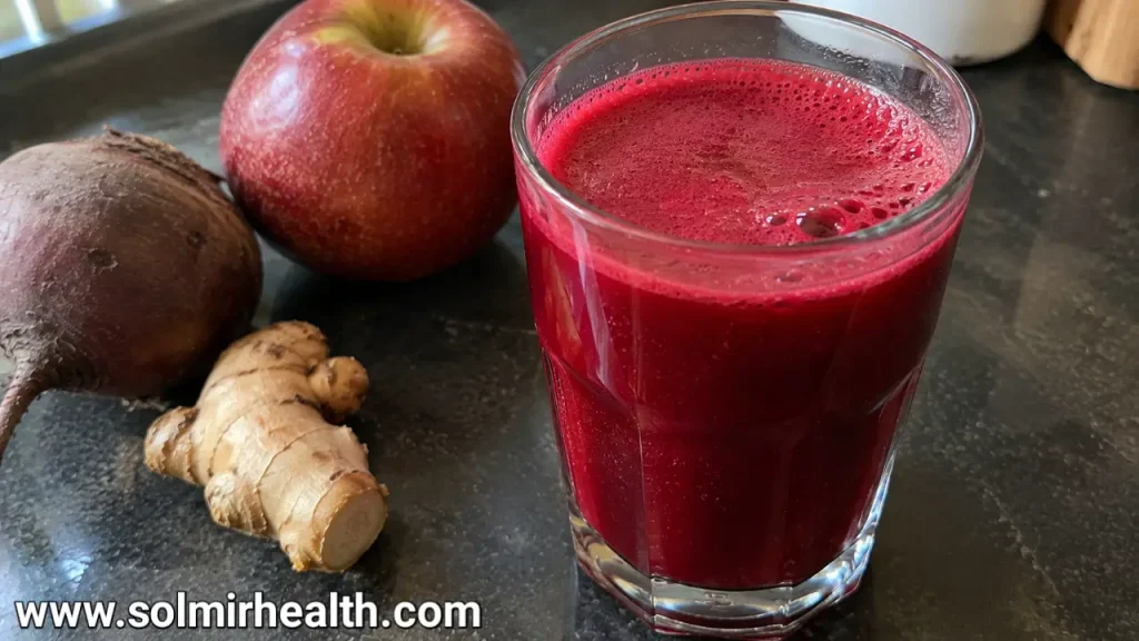Fresh beet apple ginger juice for natural energy