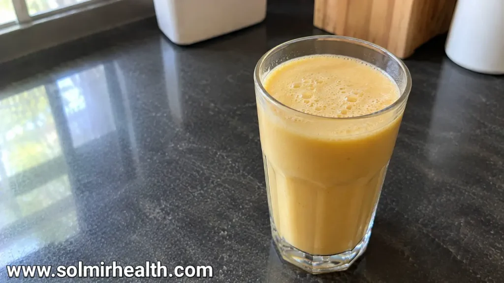 Fresh mango banana coconut juice, creamy and tropical
