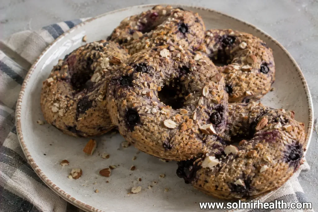 Healthy baked blueberry almond flour donuts
