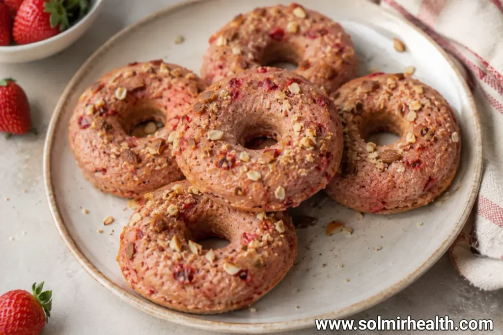 Healthy baked strawberry almond flour donuts recipe