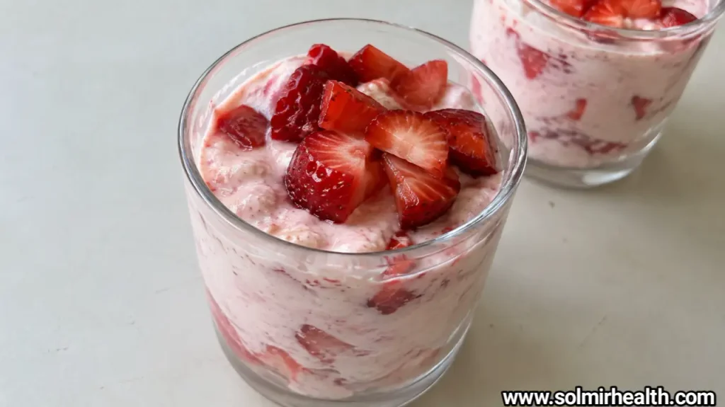 Healthy dessert snacks strawberry yogurt cups