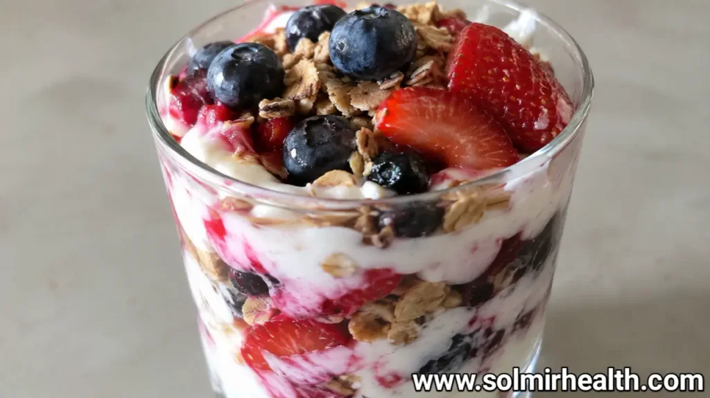 Healthy snack ideas Greek yogurt berry parfait recipe