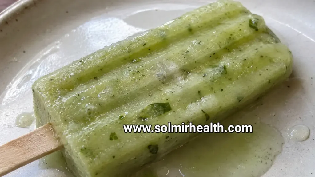Healthy summer cucumber mint popsicles with fresh cucumber and mint