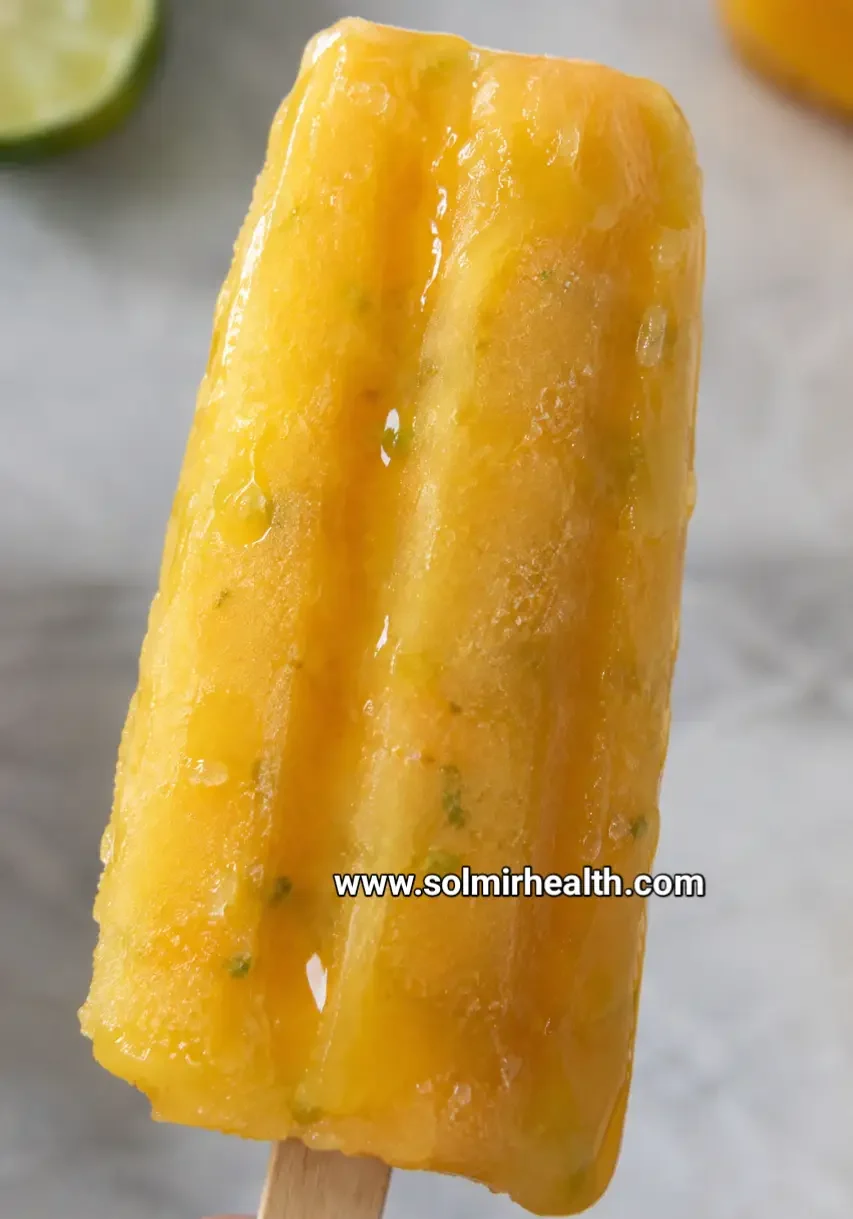 Healthy summer mango lime popsicles with fresh mango and zesty lime