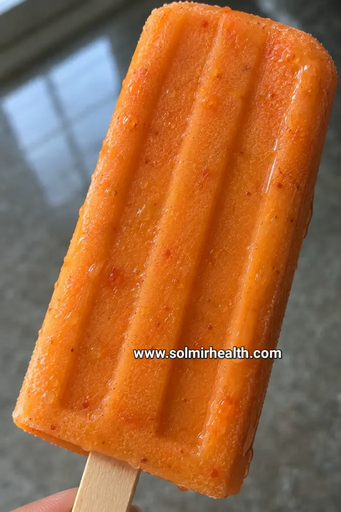 Healthy summer orange carrot popsicles made with fresh oranges and carrots

