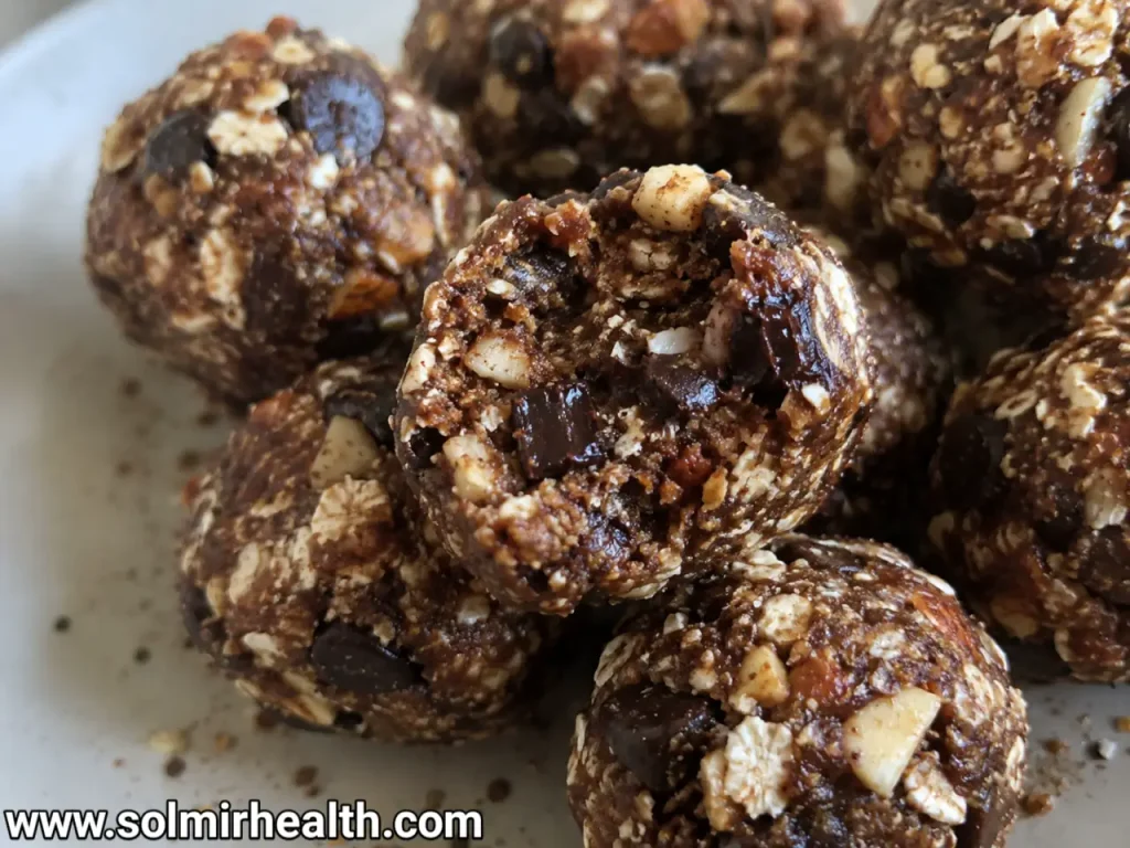 A bowl of high fiber healthy snacks no-bake energy bites