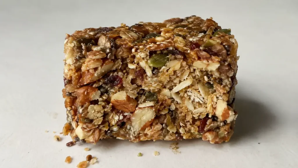 No-bake energy squares cross section, healthy homemade snack