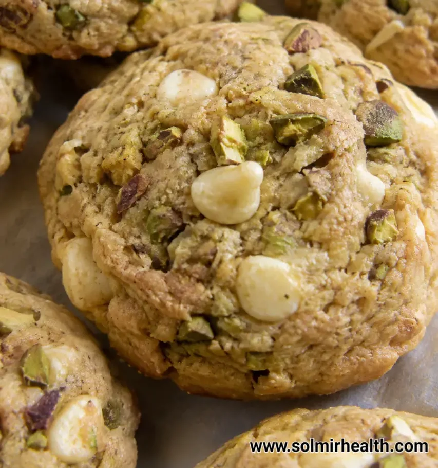 Pistachio white chocolate high protein cookies