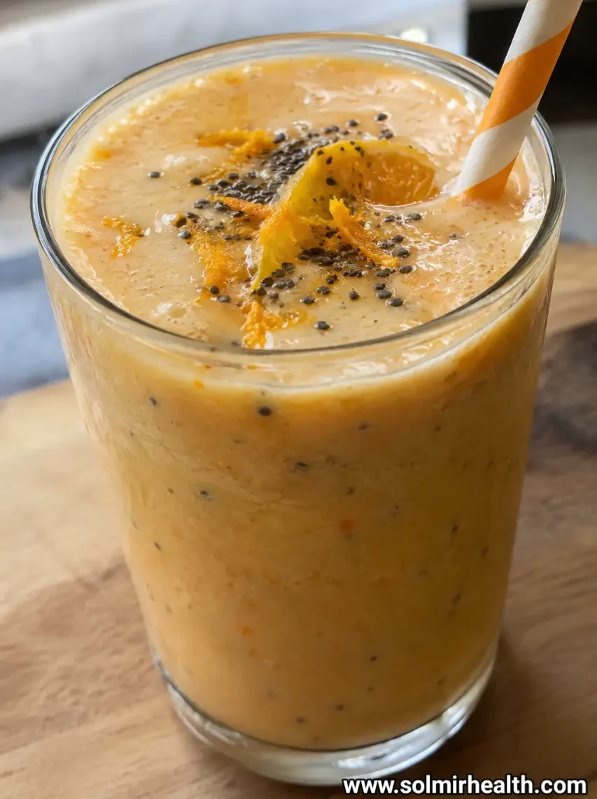 Sunrise citrus smoothie with orange segments and chia seeds