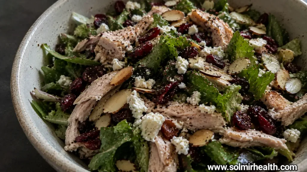 Turkey salad with dried cranberries and toasted almonds