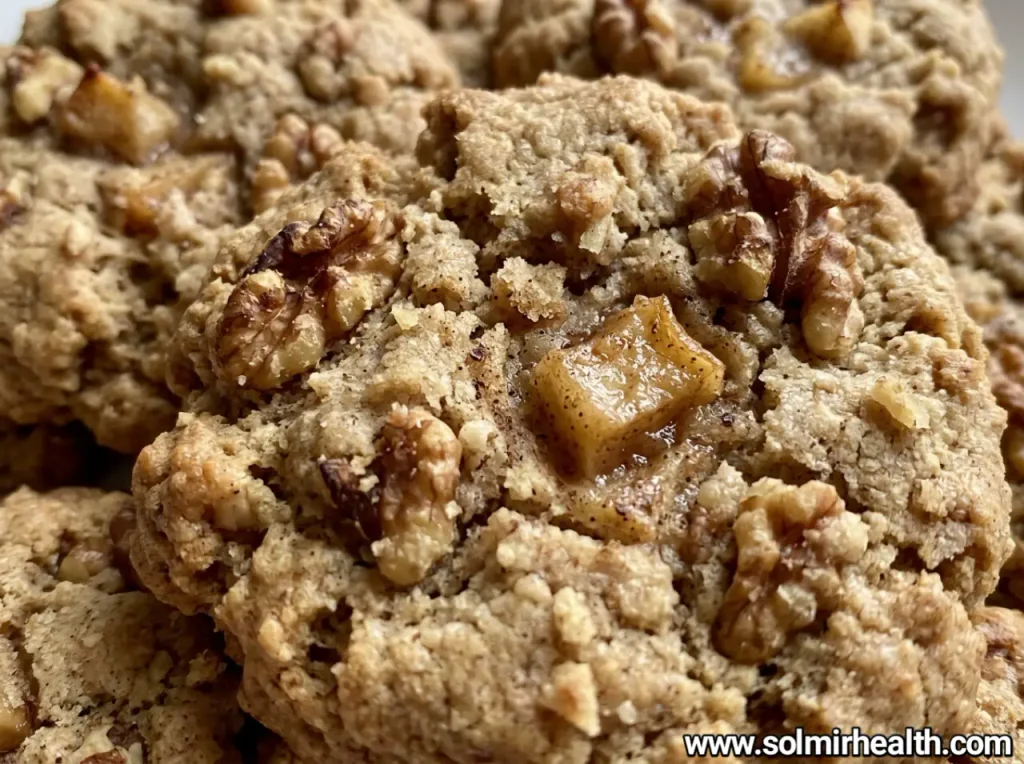 Apple cinnamon walnut cookies with oats and walnut pieces