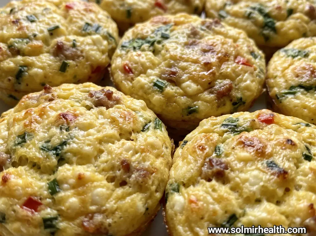 Baked cottage cheese egg muffins with spinach and cheddar on a plate