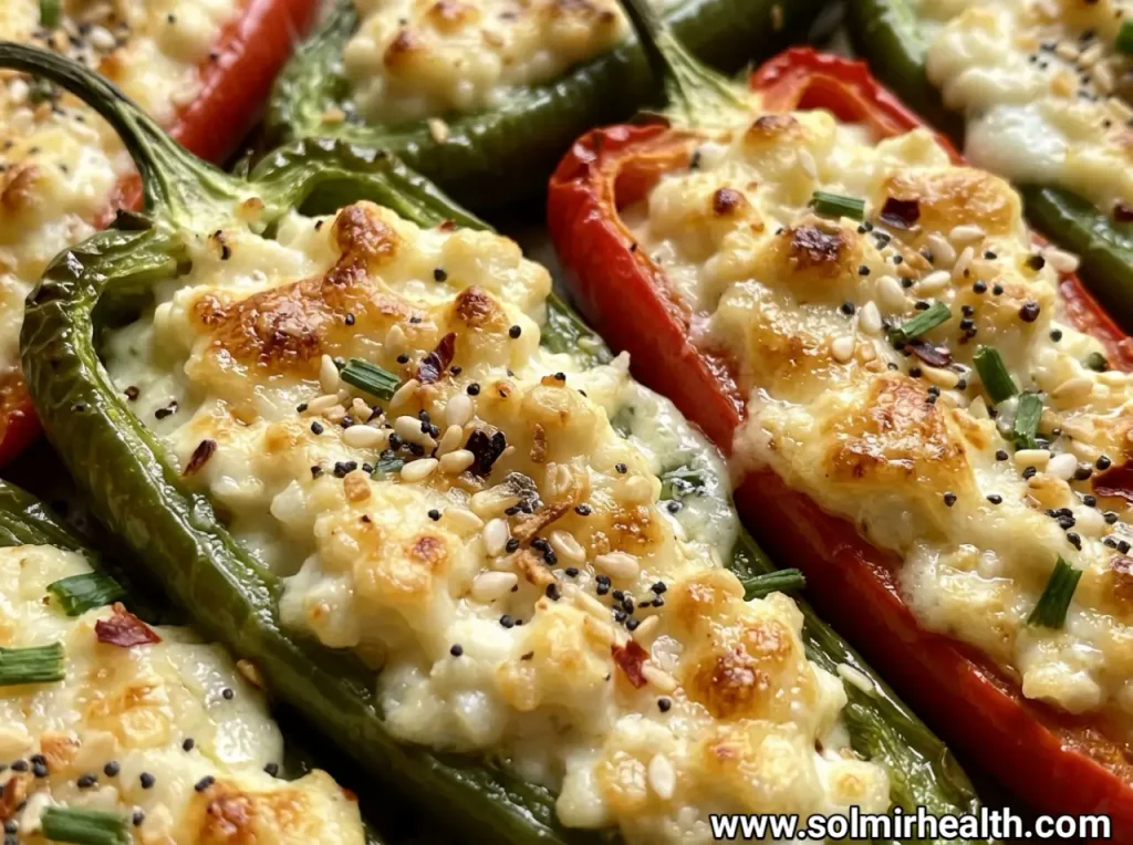 Mini sweet peppers filled with herbed cottage cheese