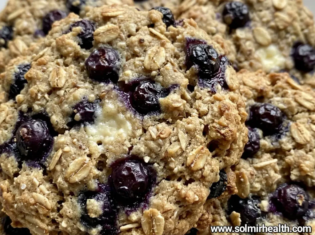 Greek yogurt blueberry oat cookies with visible blueberries