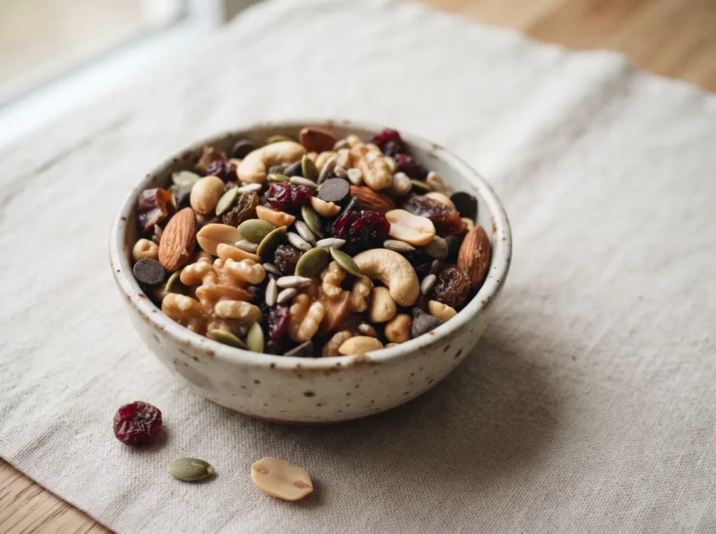Healthy snack recipes for busy afternoons trail mixes cottage cheese in a bowl